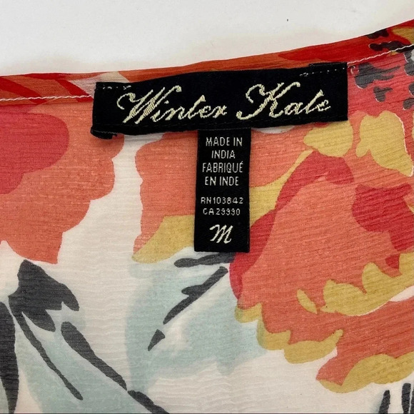 WINTER KATE Silk Sheer Floral Kimono M - Picture 3 of 8